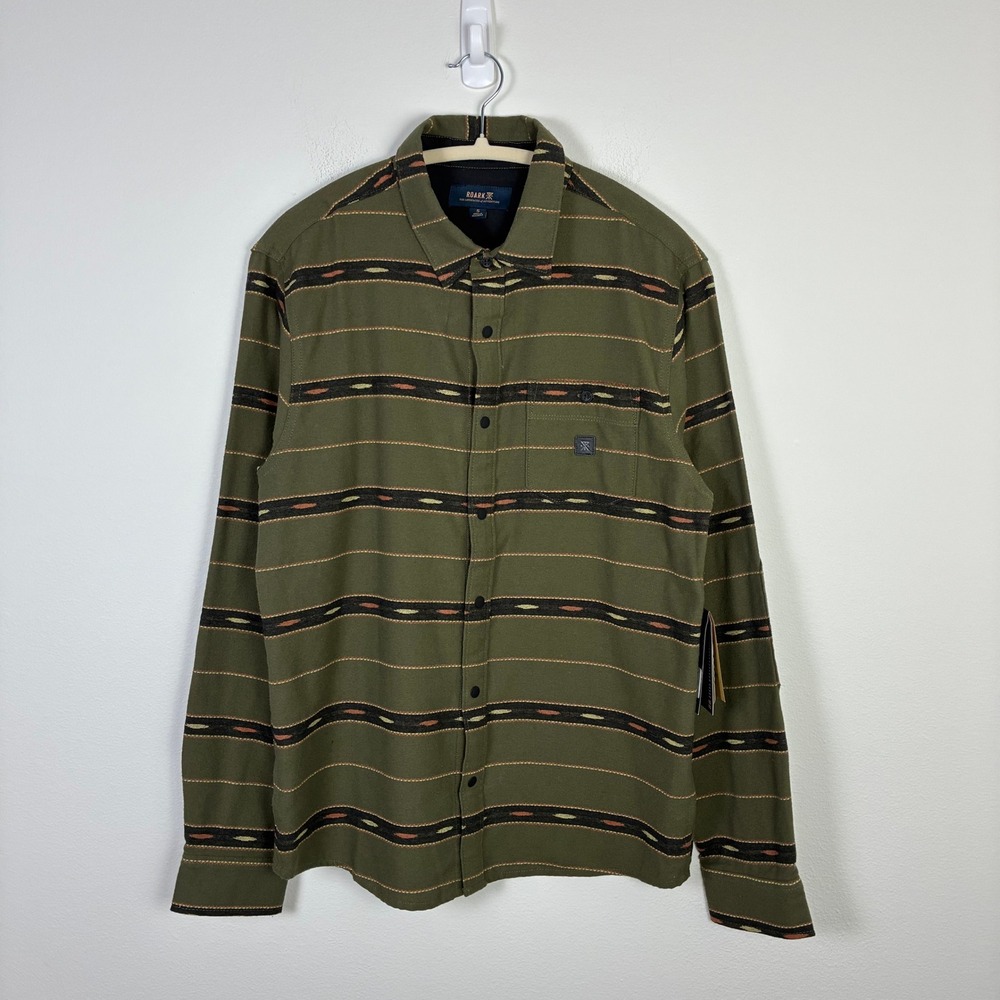 Roark Nordsman Light Flannel Snap Shirt Men's S Antico Military Green‎ Aztec
